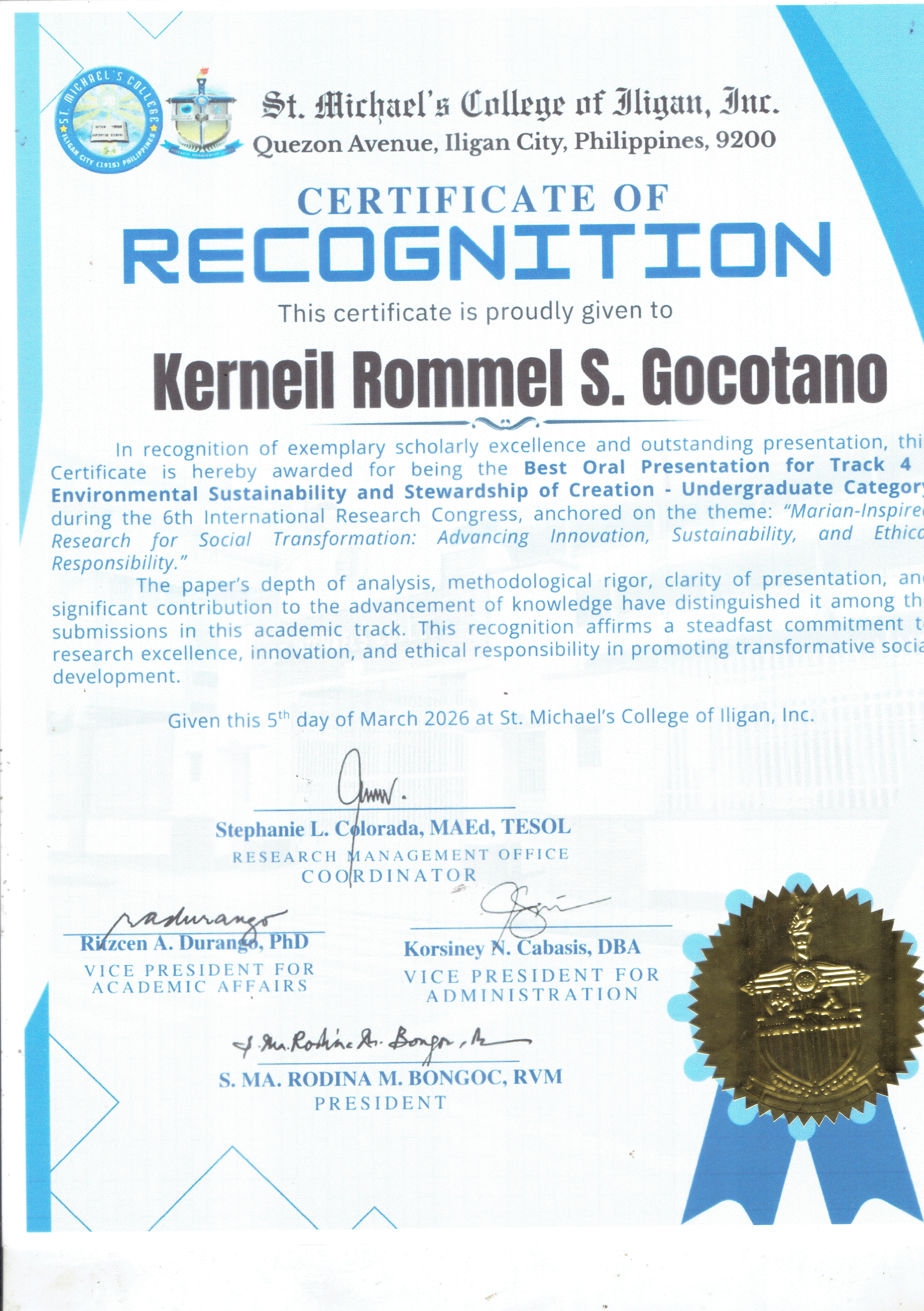 Best Oral Presentation