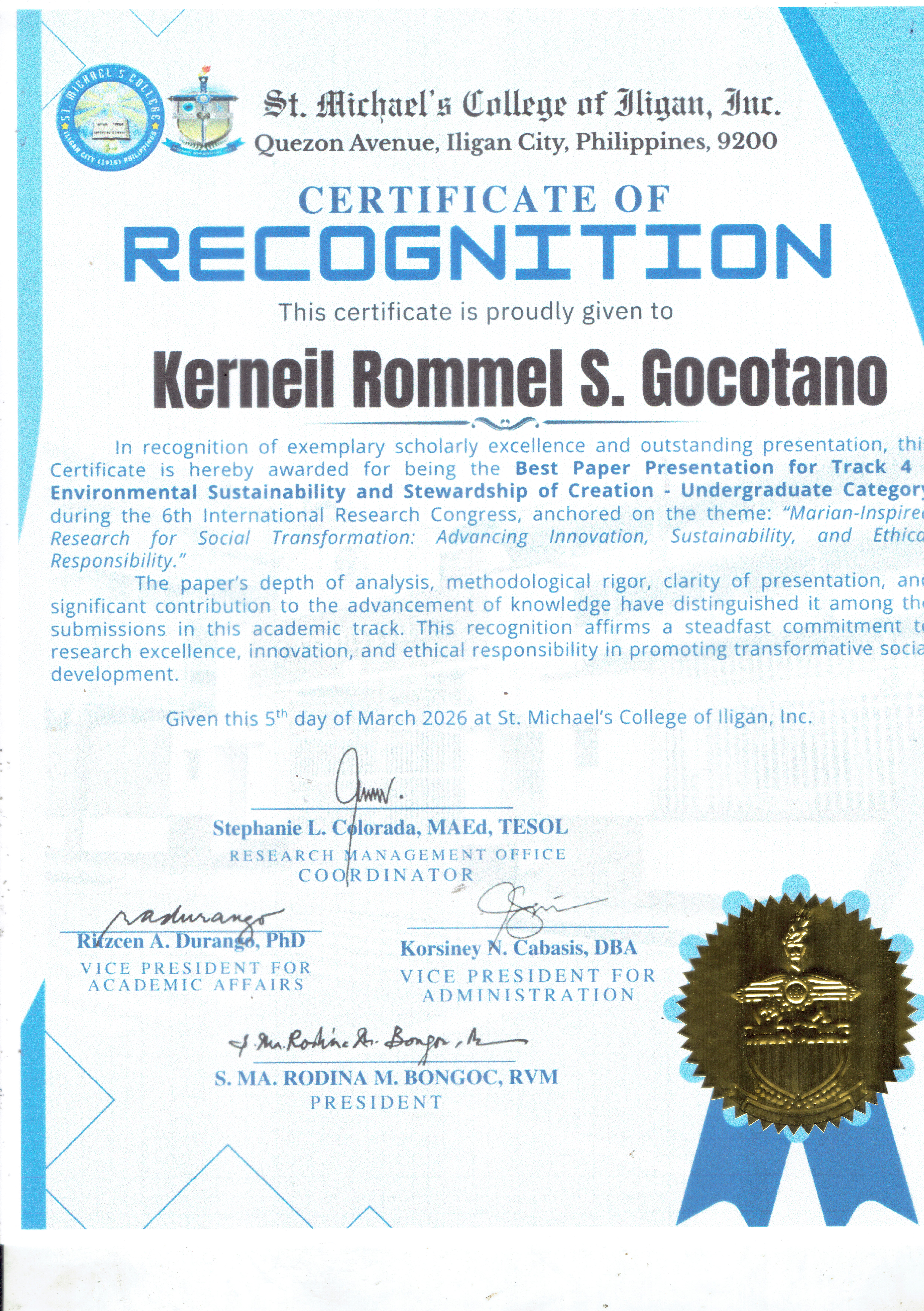 Best Paper Presentation